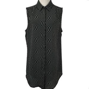 Express Women Sleeveless Polka Dot Tunic Top Dress Preppy Holiday Black Large